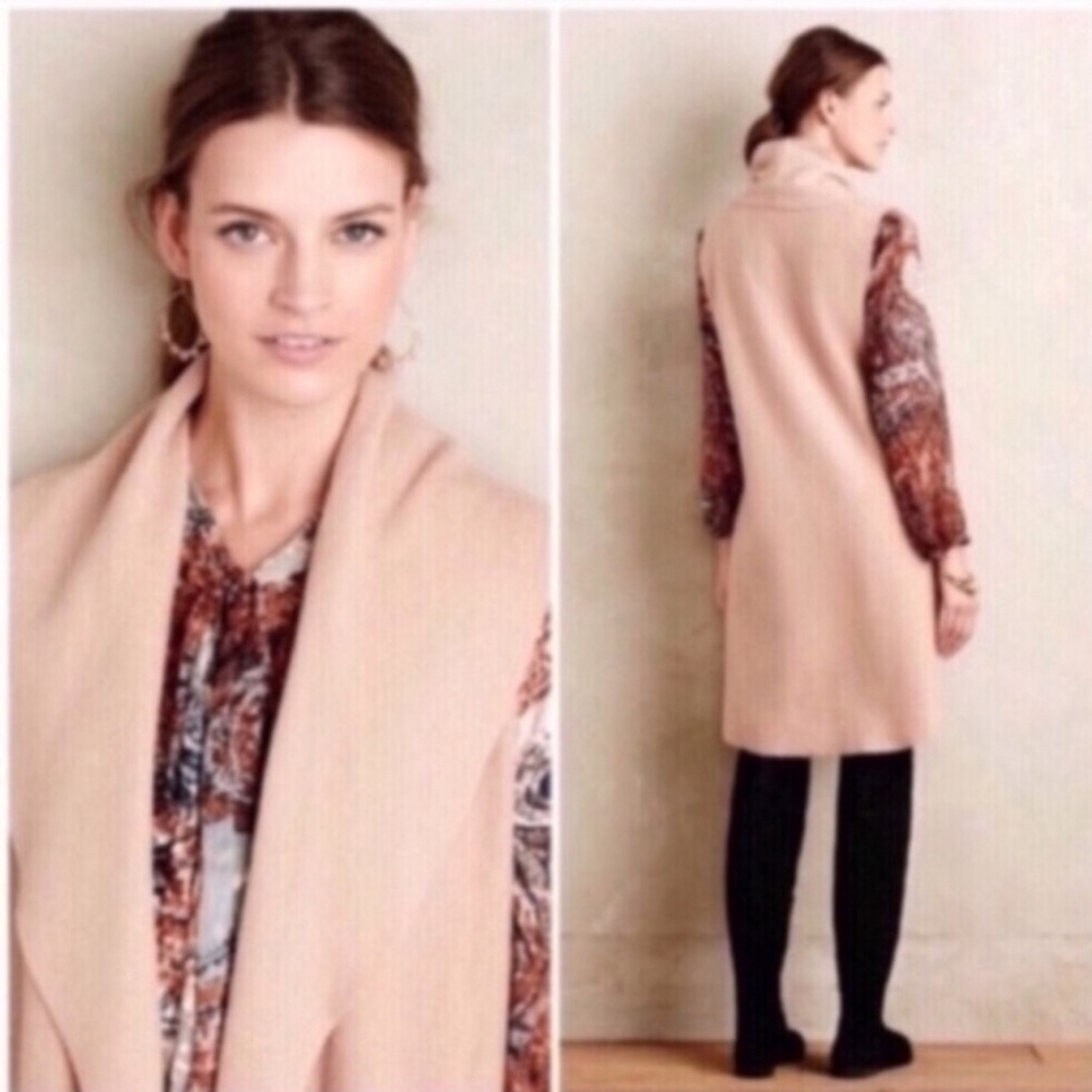 Anthropologie Moth Museum District Boiled Wool Open Front Vest in cedar, XS/S